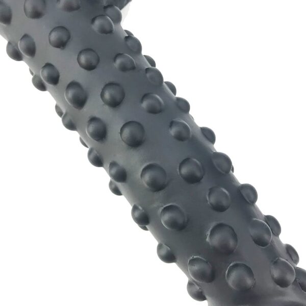 Black silicone dildo with textured design for fantasy play